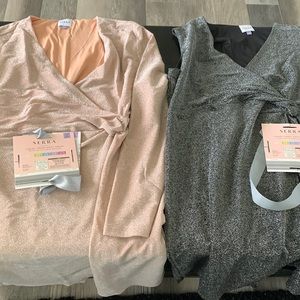 Two brand new never worn Sierra dresses XL - sparkly. One no sleeves, other LS